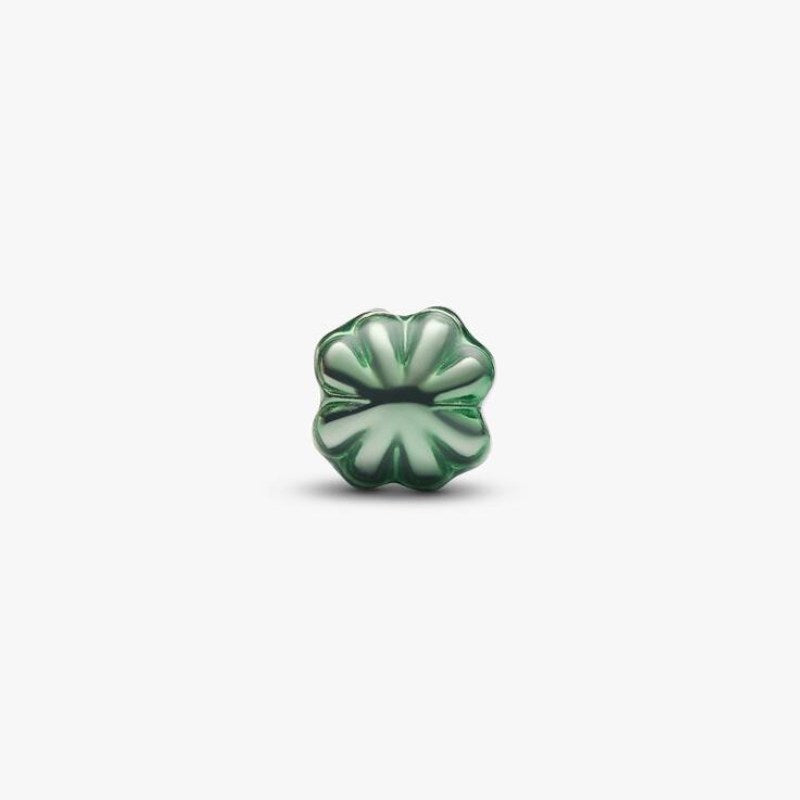 Mini Charm Quadrifoglio effetto metallico verde