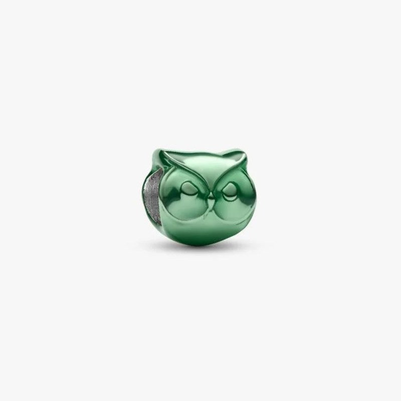 Mini Charm Gufo effetto metallico verde