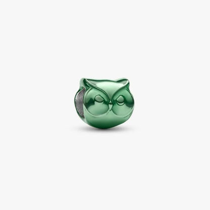 Mini Charm Gufo effetto metallico verde