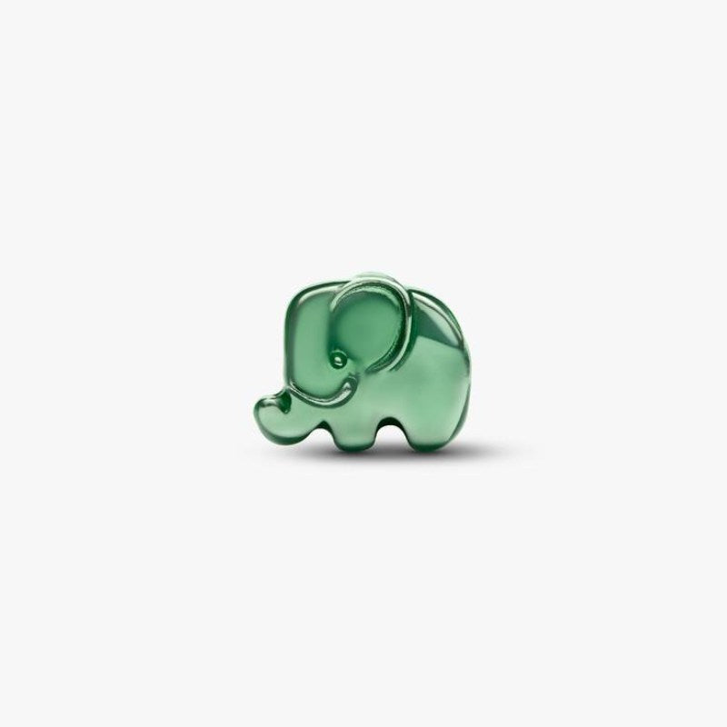 Mini Charm Elefante effetto metallico verde