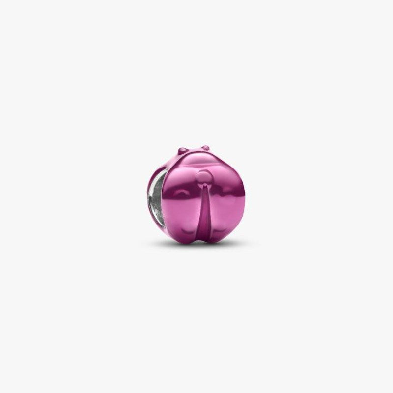 Mini Charm Coccinella effetto metallico rosa
