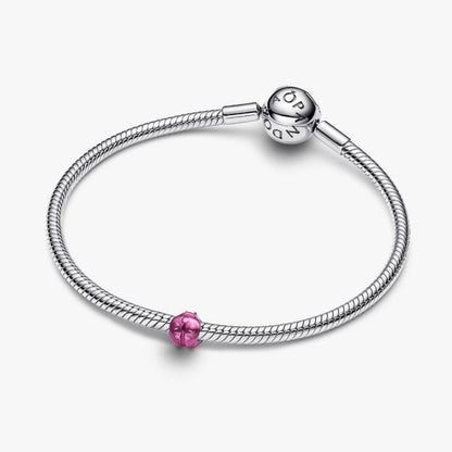 Mini Charm Coccinella effetto metallico rosa