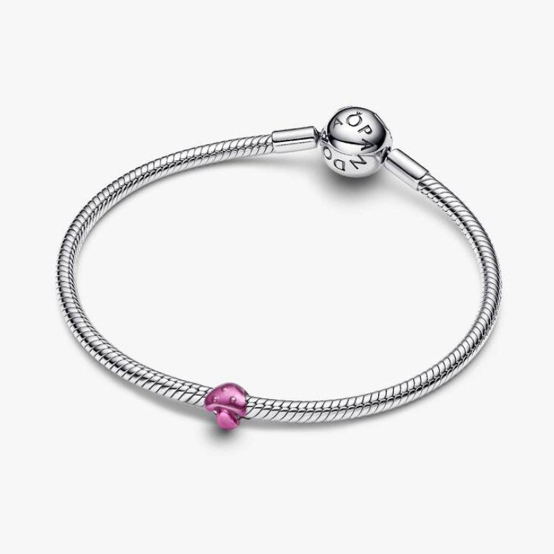 Mini Charm Fungo effetto metallico rosa