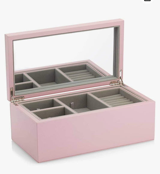Pandora Large Pink Wooden Jewelery Box with Mirror
