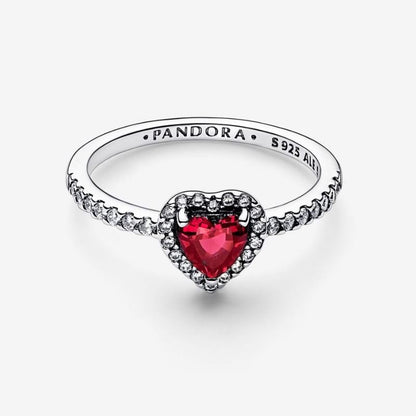 Anello Cuore Rosso e Pavè
