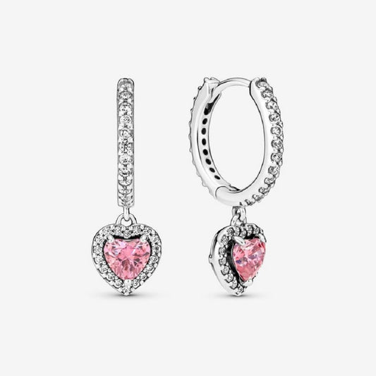 Pink Heart Circle Earrings