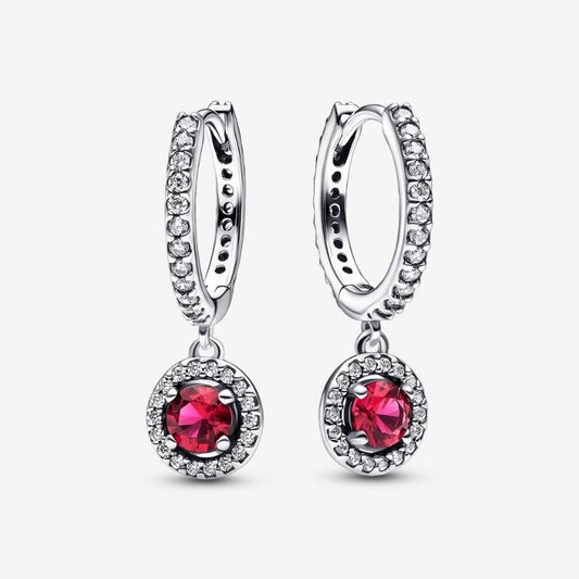 Pavè Hoops and Red Stones Earrings