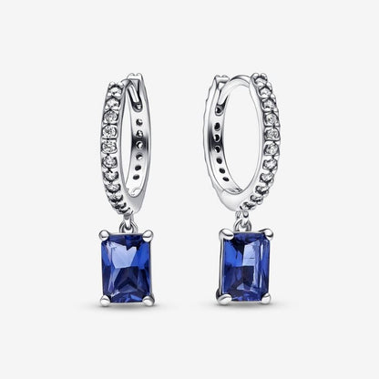 Orecchini Cerchi Pavè e Pietre Blu