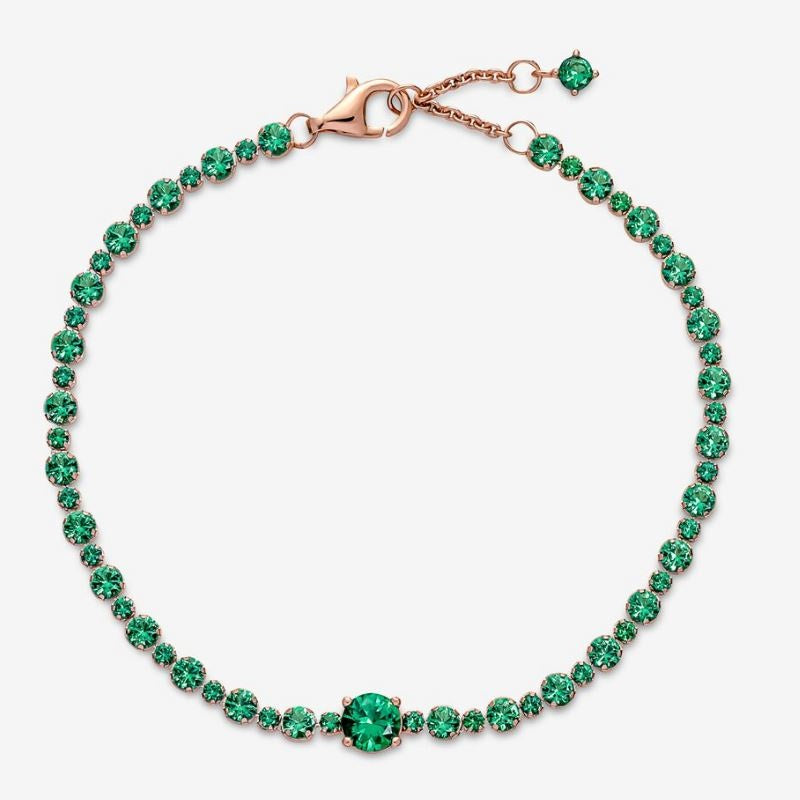 Tennis Bracelet with Green Stones