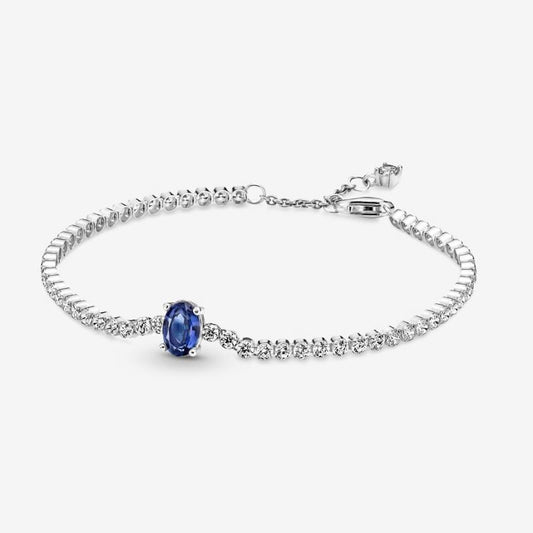 Tennis Bracelet with Blue Stone