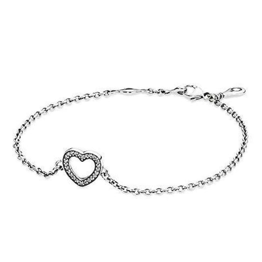 Heart Bracelet in Silver with Zirconia
