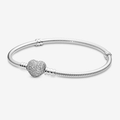 Bracciale con Chiusura a Cuore Pavè