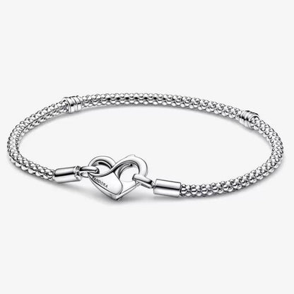 Bracciale Maglia Geometrica con Chiusura a Cuore
