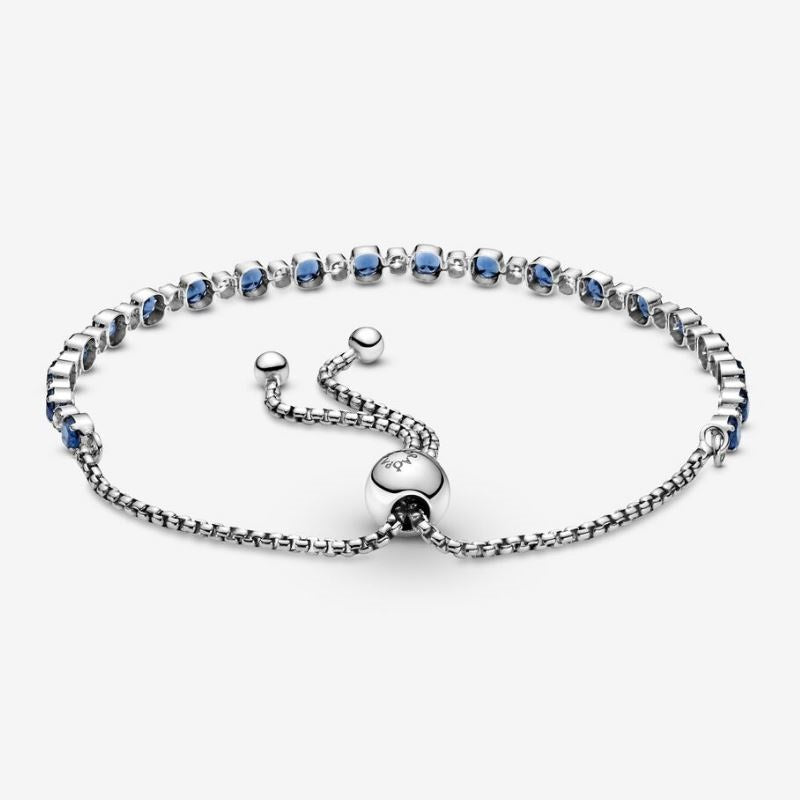 Blue Tennis Bracelet with Adjustable Closure
