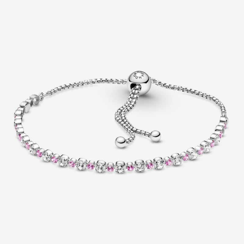 Pink Tennis Bracelet with Adjustable Closure