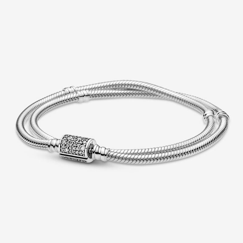 Doppio Bracciale con Chiusura Pavè