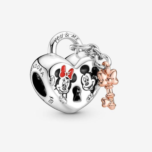 Mickey Mouse &amp; Minnie Love Padlock Charm, Disney