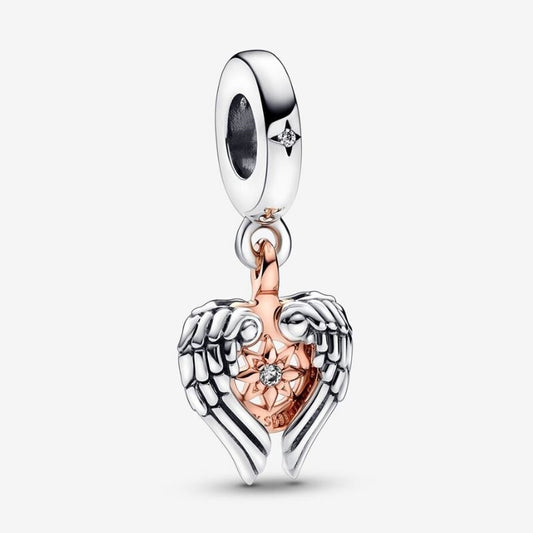 Angel Wings and Compass Pendant Charm