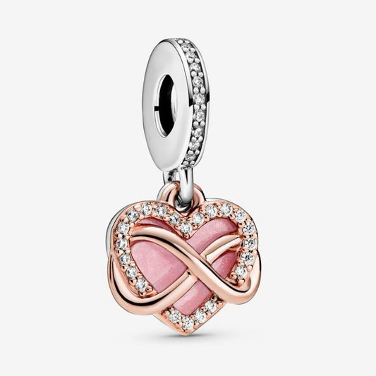 Sparkling Infinity heart pendant charm