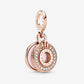 Sparkling pavé pendant charm with crowned O