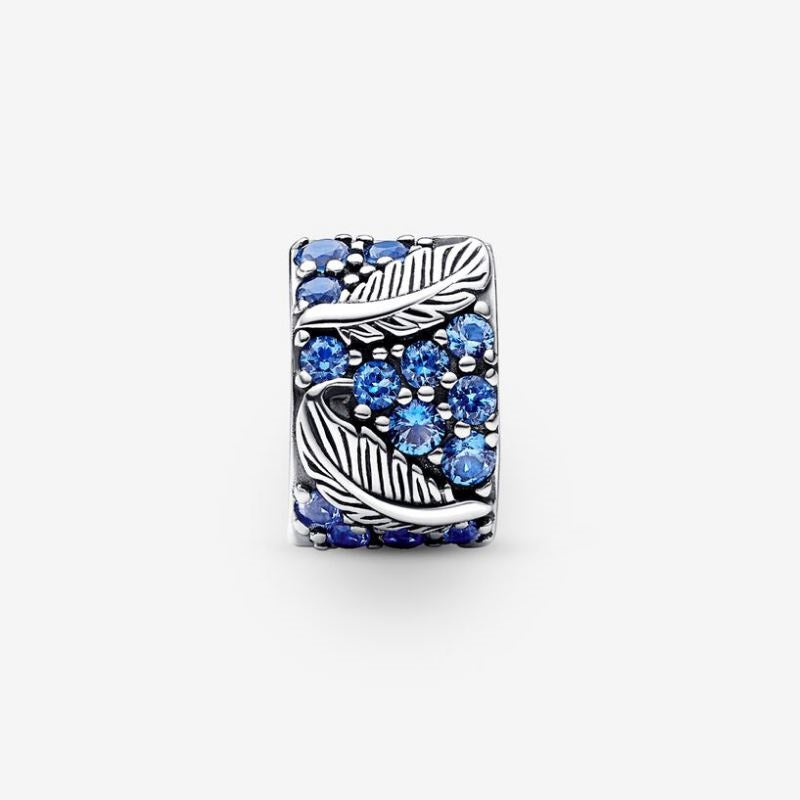 Blue Feather and Pavé Clip