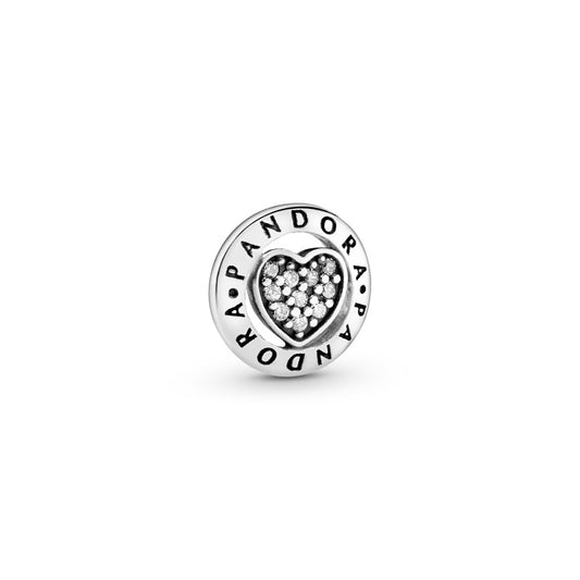 Charm Petite Memories Cuore e Logo Pandora