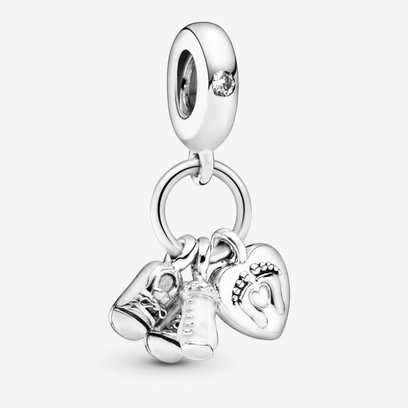 Baby shoes and bottle pendant charm