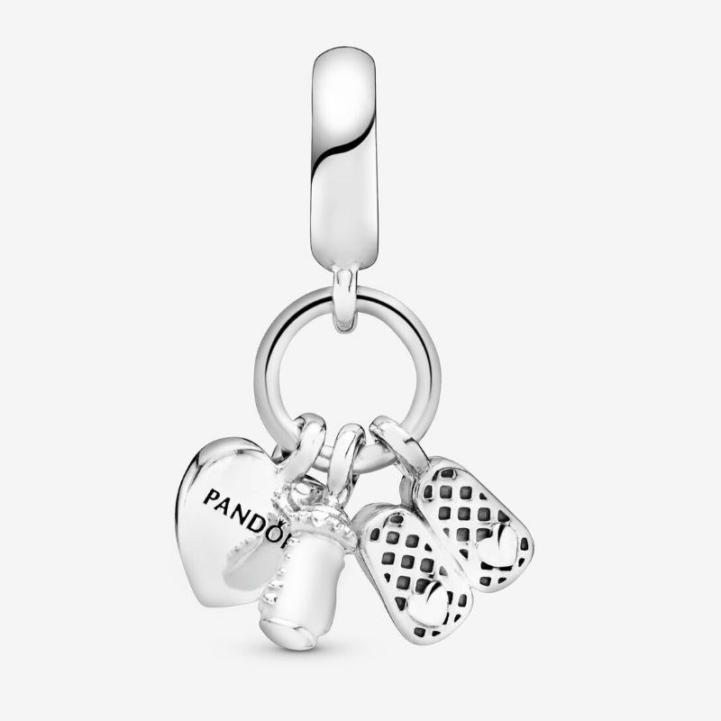Baby shoes and bottle pendant charm