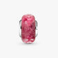 Pink Murano glass charm with waves