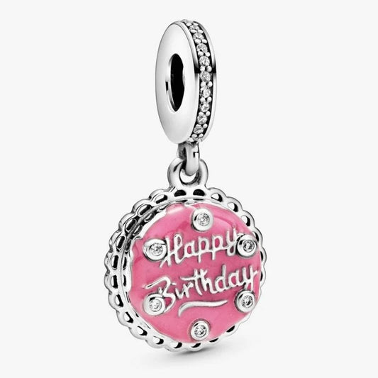 Charm colgante pastel de cumpleaños rosa