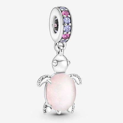 Charm Pendente Tartaruga Marina Rosa Vetro di Murano