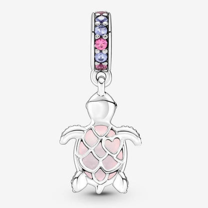 Charm Pendente Tartaruga Marina Rosa Vetro di Murano