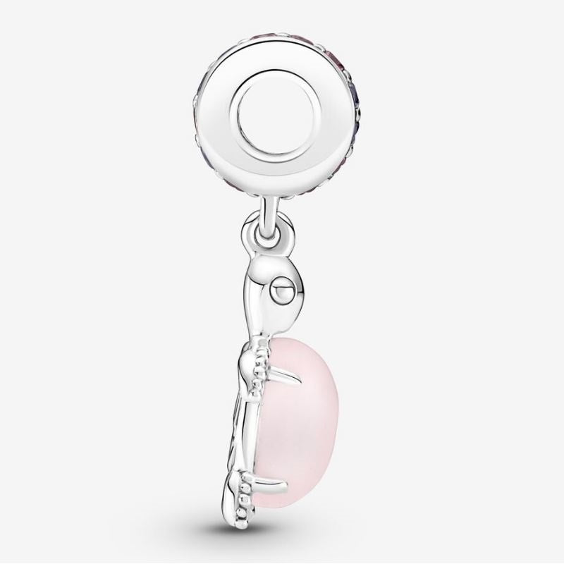 Charm Colgante Tortuga Marina Rosa en Cristal de Murano