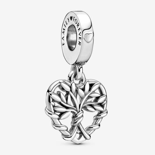 Family tree heart pendant charm