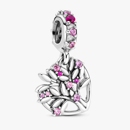 Charm pendente a cuore rosa Albero della famiglia
