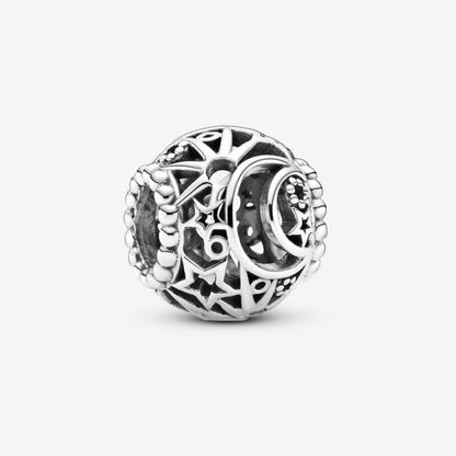 Charm openwork Sole, stelle e luna