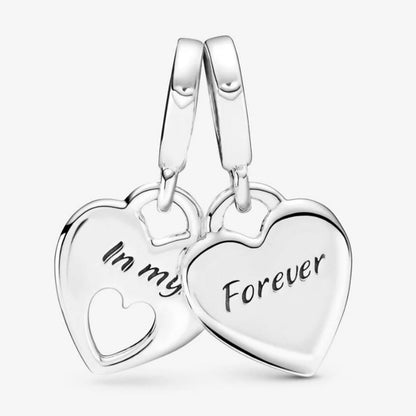 Charm pendente con doppio cuore
