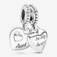 Charm pendente con due cuori Zia e nipote