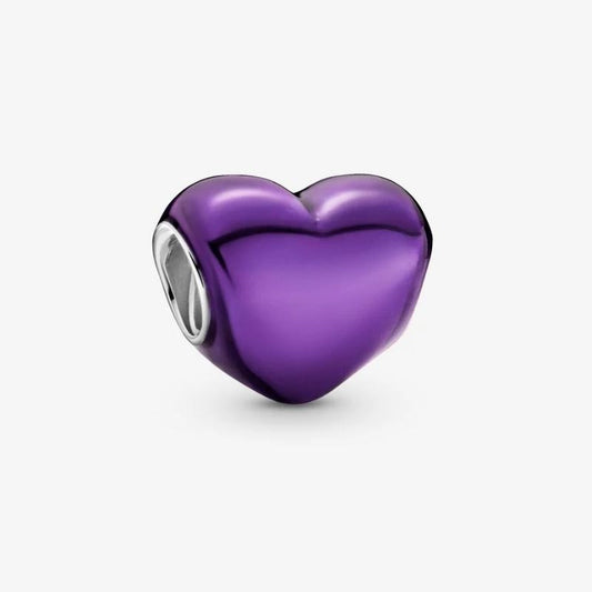 Charm Cuore viola metallico