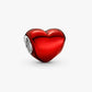 Charm Cuore rosso metallico