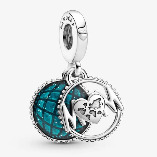Mum pendant charm, with glittering globe