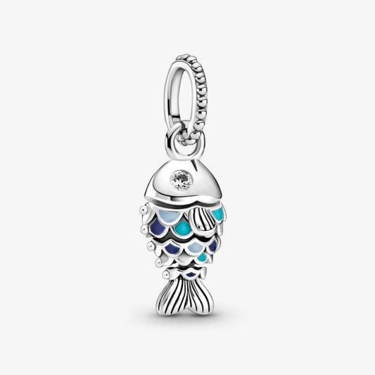 Charm colgante pez con escamas azules